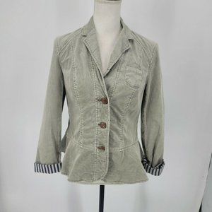 Pilcro and the Letterpress Green Corduroy Striped Cuff Jacket Blazer Size 2